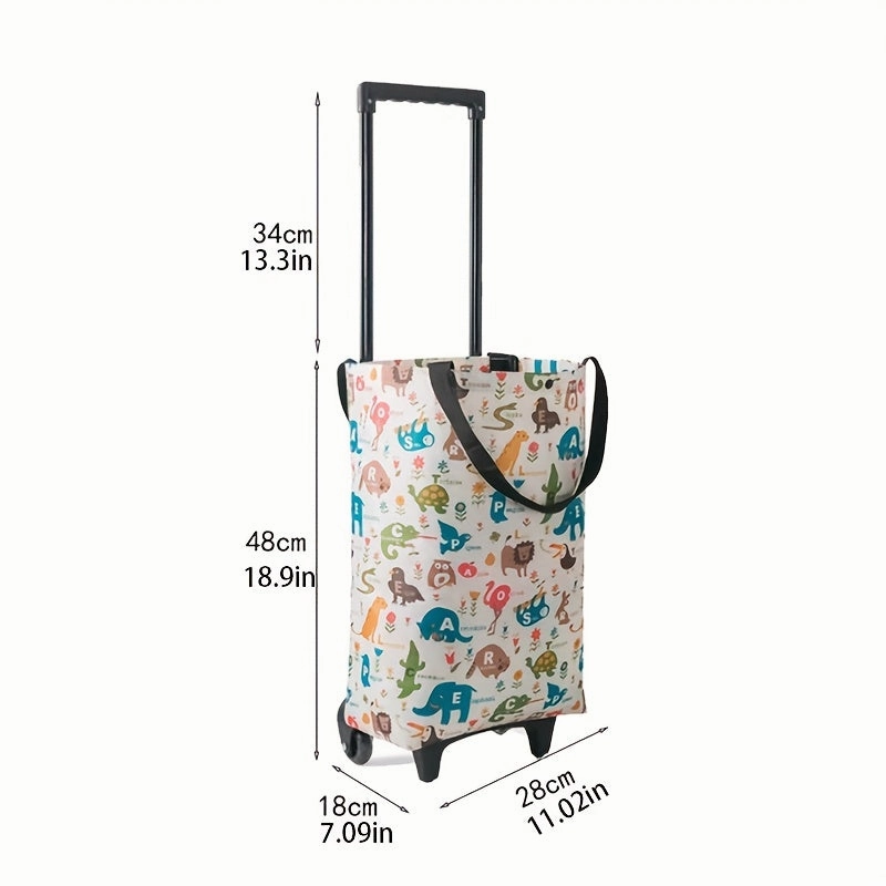 1pc, Portable Shopping Cart With Wheels Foldable Portable Express Household Retrieval Bag Grocery Bag Small Pull Cart Trailer Kitchen Organization And Storage