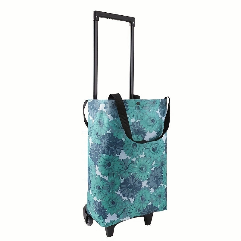 1pc, Portable Shopping Cart With Wheels Foldable Portable Express Household Retrieval Bag Grocery Bag Small Pull Cart Trailer Kitchen Organization And Storage
