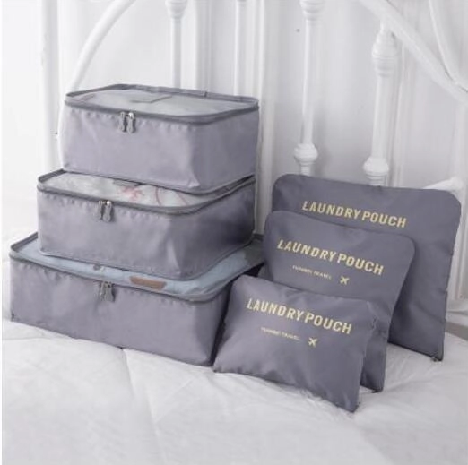 2018 6Pcs/Set Men And Women Luggage Travel Bags Packing Cubes Organizer Fashion Double Zipper