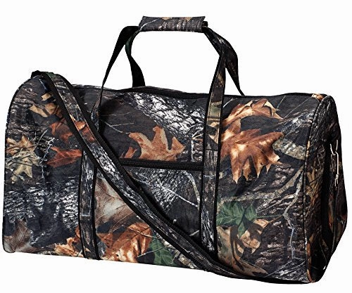21 In Print Duffle, Overnight, Carry On Bag With Outside Pocket And Shoulder Strap (Camoflauge)