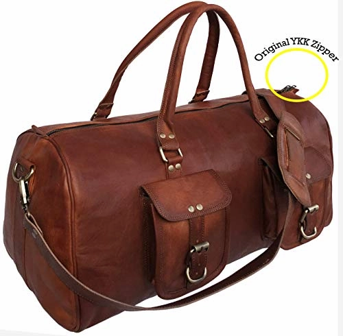 21 Inch Large Leather Duffel Travel Duffle Gym Sports Overnight Weekender Bag