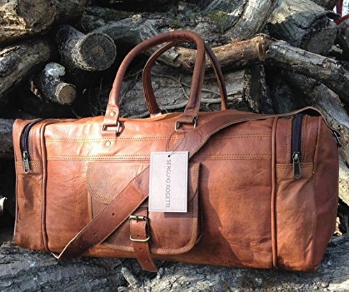 25 Inch Large Leather Duffel Travel Duffle Gym Sports Overnight Weekender Bag