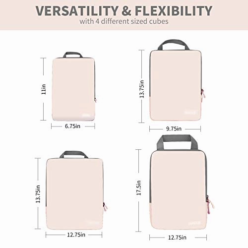 4 Set Compression Packing Cubes Travel Expandable Packing Organizers