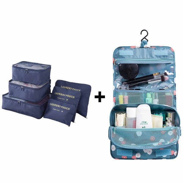 6pcs/set Nylon packing cube large capacity double zipper Waterproof bag Luggage Clothes Tidy