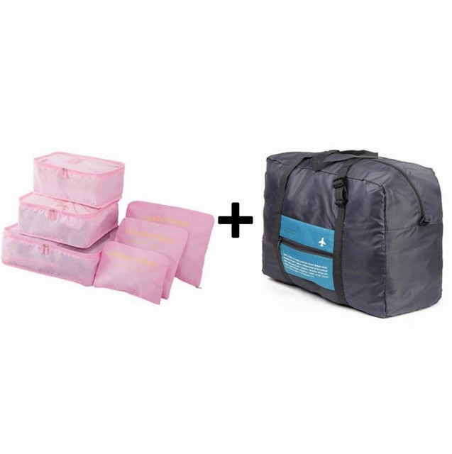 6pcs/set Nylon packing cube large capacity double zipper Waterproof bag Luggage Clothes Tidy