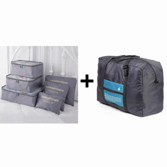 6pcs/set Nylon packing cube large capacity double zipper Waterproof bag Luggage Clothes Tidy