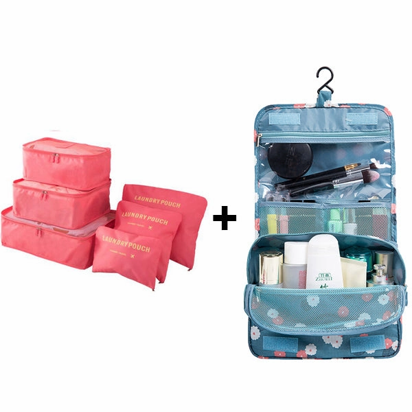 6pcs/set Nylon packing cube large capacity double zipper Waterproof bag Luggage Clothes Tidy