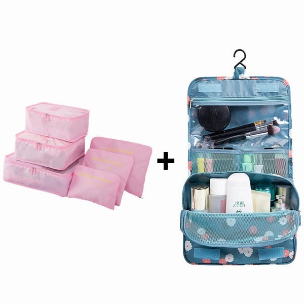 6pcs/set Nylon packing cube large capacity double zipper Waterproof bag Luggage Clothes Tidy