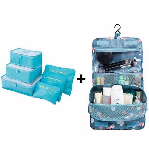 6pcs/set Nylon packing cube large capacity double zipper Waterproof bag Luggage Clothes Tidy