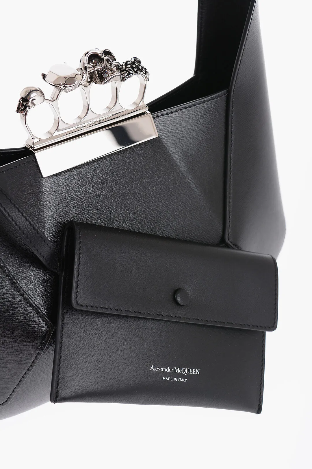 Alexander Mcqueen Saffiano Leather Hobo Bag With Jewellery Closure