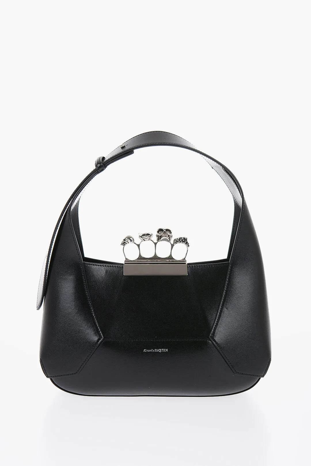 Alexander Mcqueen Saffiano Leather Hobo Bag With Jewellery Closure