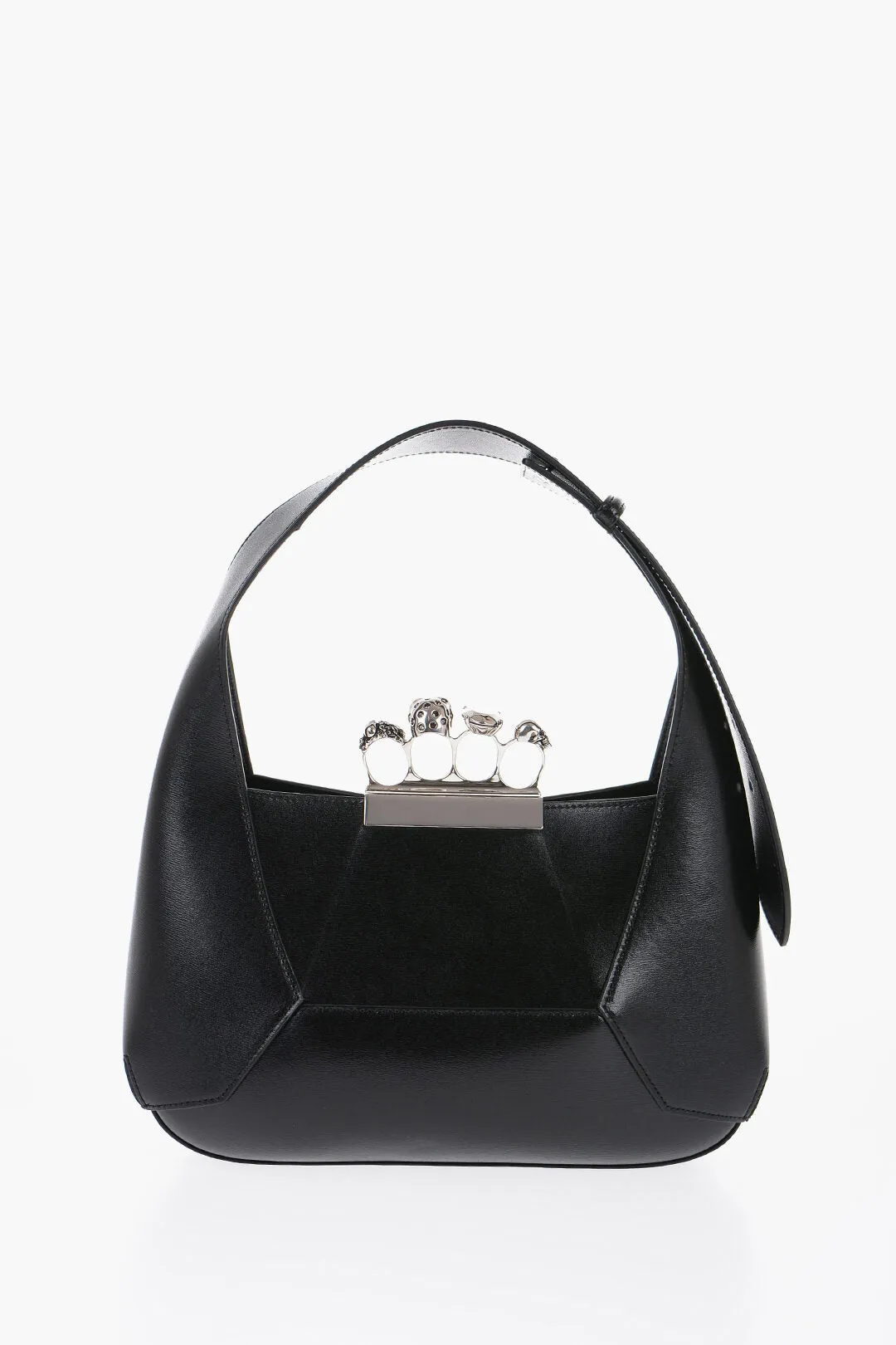 Alexander Mcqueen Saffiano Leather Hobo Bag With Jewellery Closure