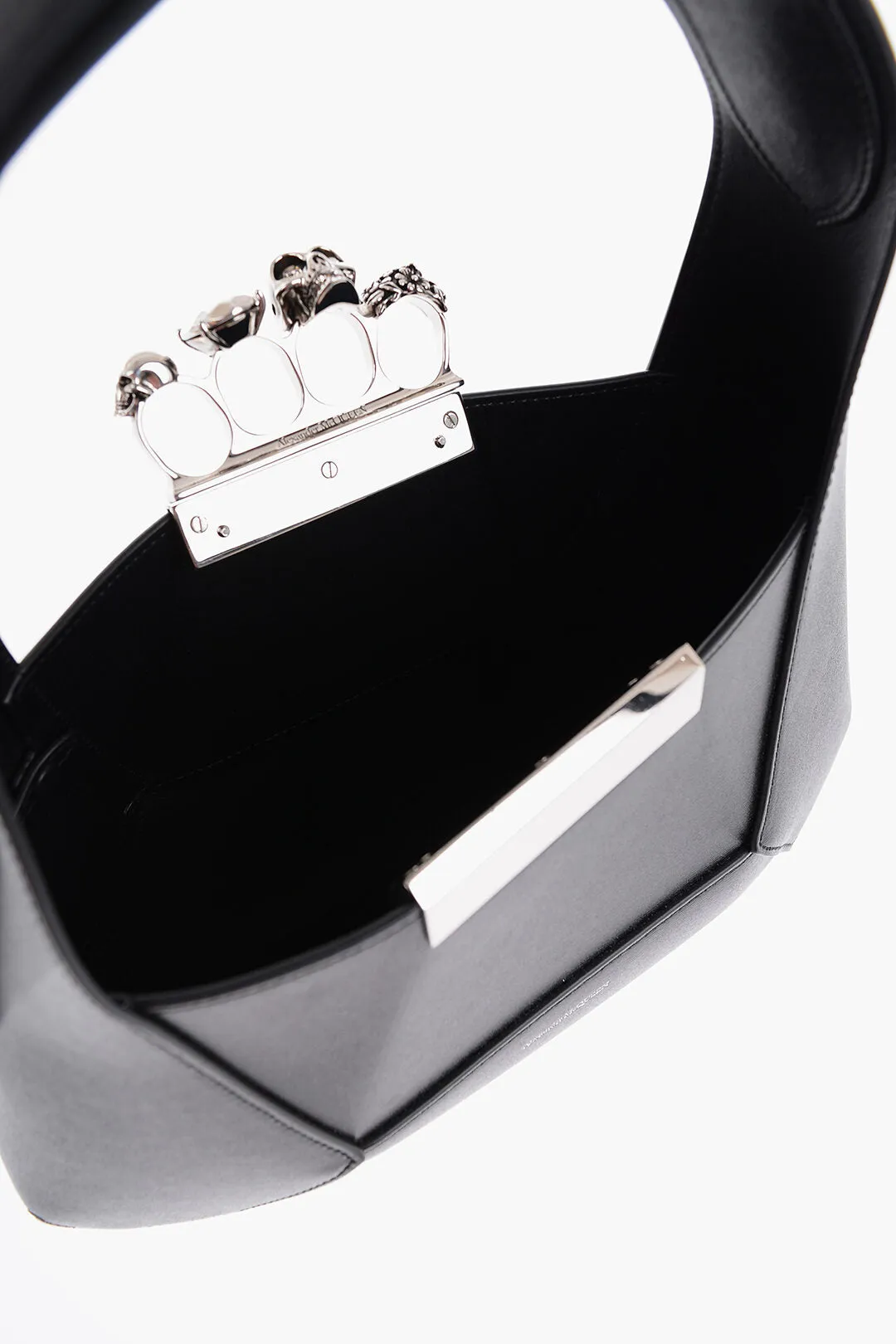 Alexander Mcqueen Saffiano Leather Hobo Bag With Jewellery Closure