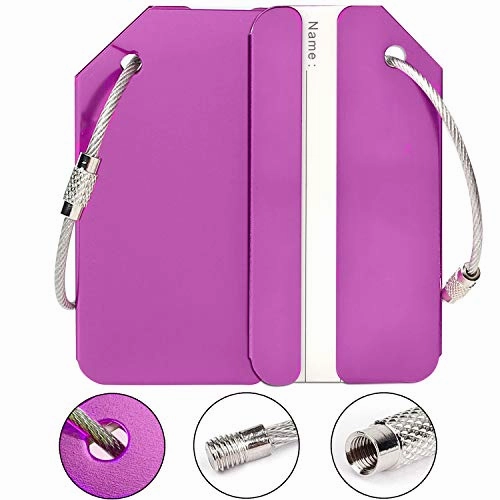 Aluminum Luggage Tags Holders, Luggage Baggage Identifier by LouisJoeYu(Purple-5)