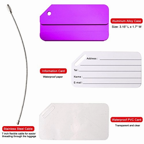 Aluminum Luggage Tags Holders, Luggage Baggage Identifier by LouisJoeYu(Purple-5)