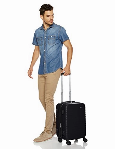 Amazonbasics Hardside Spinner Luggage - 20-Inch Carry-On/Cabin Size, Black