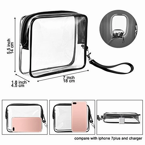 Ariza Clear Toiletry Bag Tsa Approved, Travel Accessories Toiletries Bags Carry On 3-1-1 Quart Sized Airport Airline Compliant Makeup Organizers with Zipper 3pcs/pack (Black)