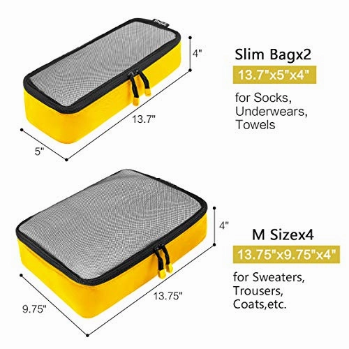 BAGAIL 6 Set Net Packing Cubes Multi-Functional Luggage Packing Organizers for Travel Accessories