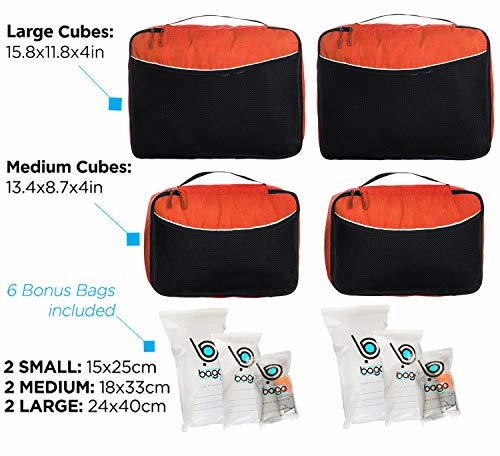 bago 4 Set Packing Cubes for Travel - Luggage & Suitcase Organizer - Cube Set