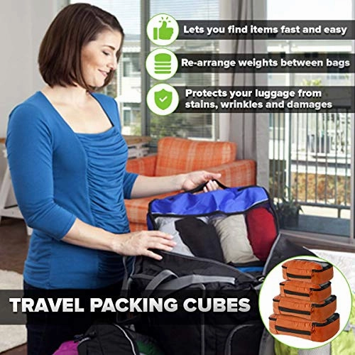 bago 4 Set Packing Cubes for Travel - Luggage & Suitcase Organizer - Cube Set