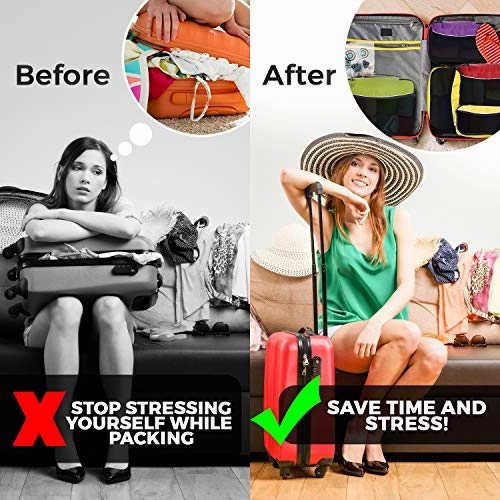 Bago Packing Cubes For Travel Bags - Luggage Organizer 5pc Set with 6 organizers