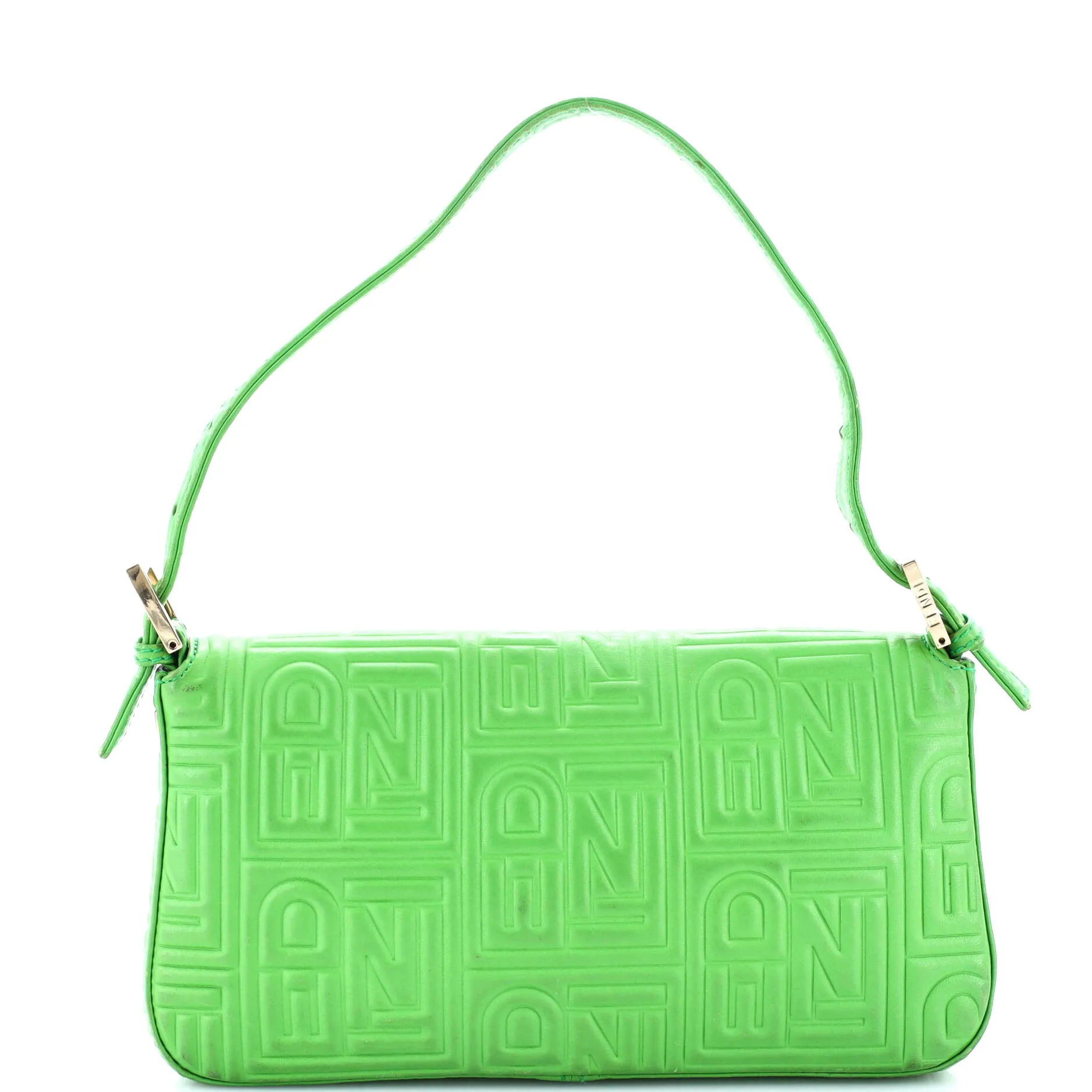 Baguette Bag Logo Embossed Leather Small