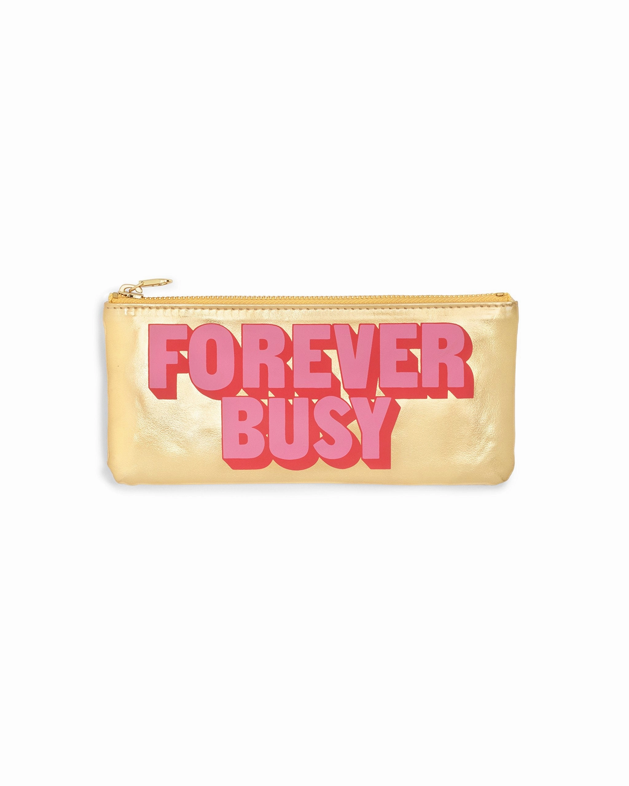 ban.do Women's Get it Together Leatherette Toiletry Travel Bag Pencil Pouch with Zip Close, Forever Busy