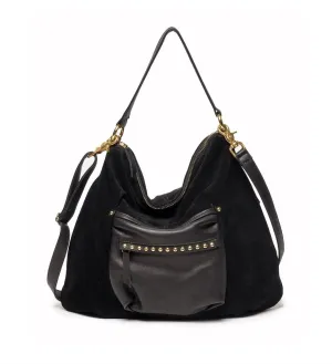 Black Suede Hobo Bag