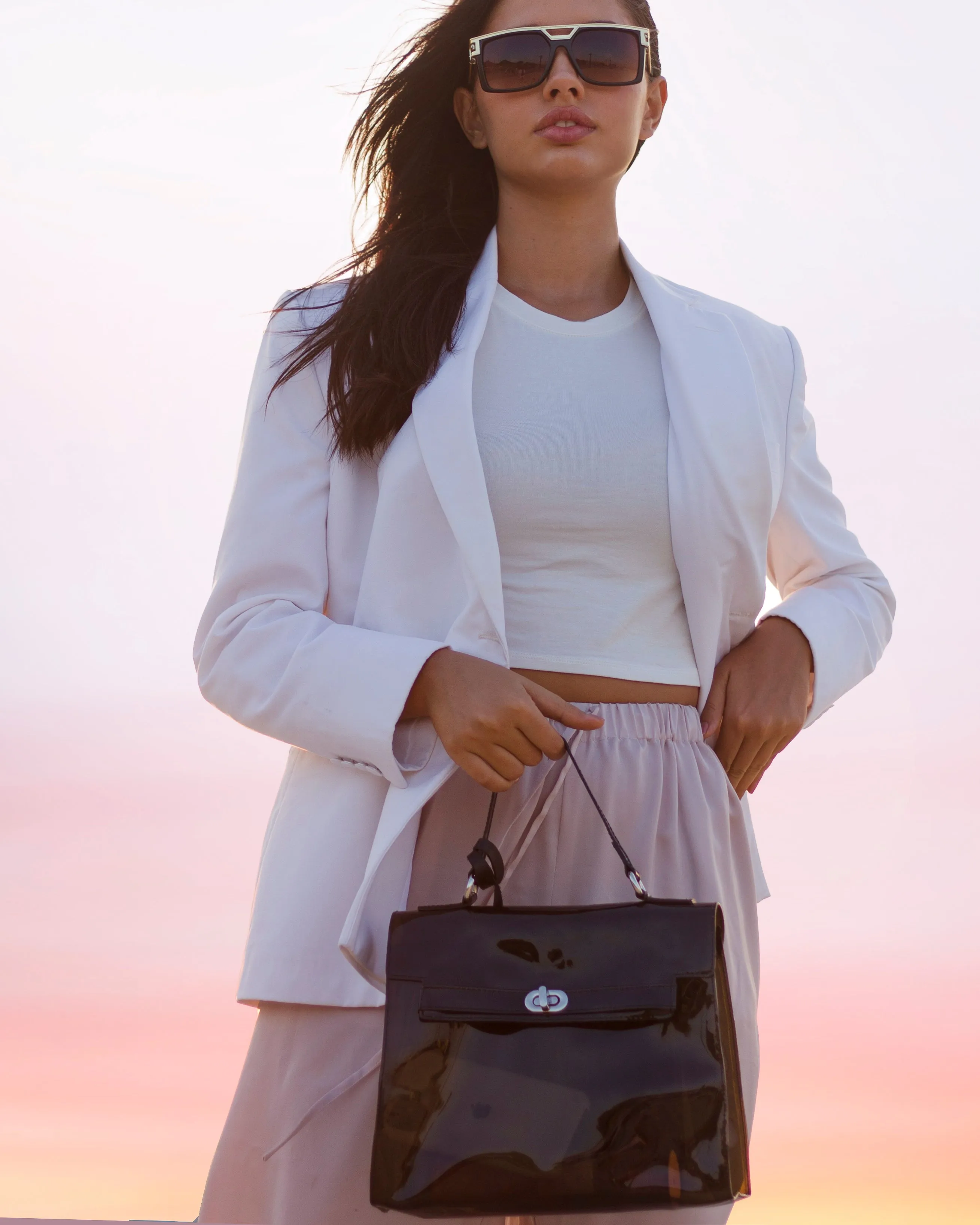 BLAIRE PVC SLING AND HANDBAG CHARCOAL