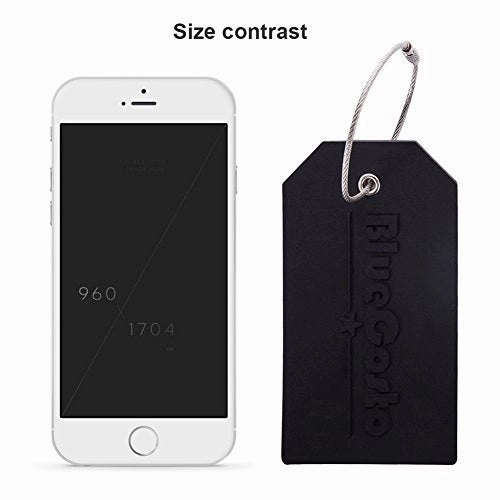 BlueCosto 2 Pack Luggage Tag Label Suitcase Tags Travel Bag Labels w/Privacy Cover - Black