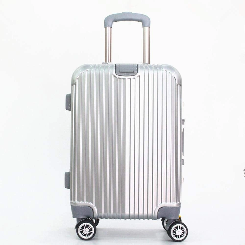 Boarding Suitcase, Wear-Resistant Trolley Case 20 Inch 24 Inch Zipper Suitcase, Checked Suitcase, Black, 24"