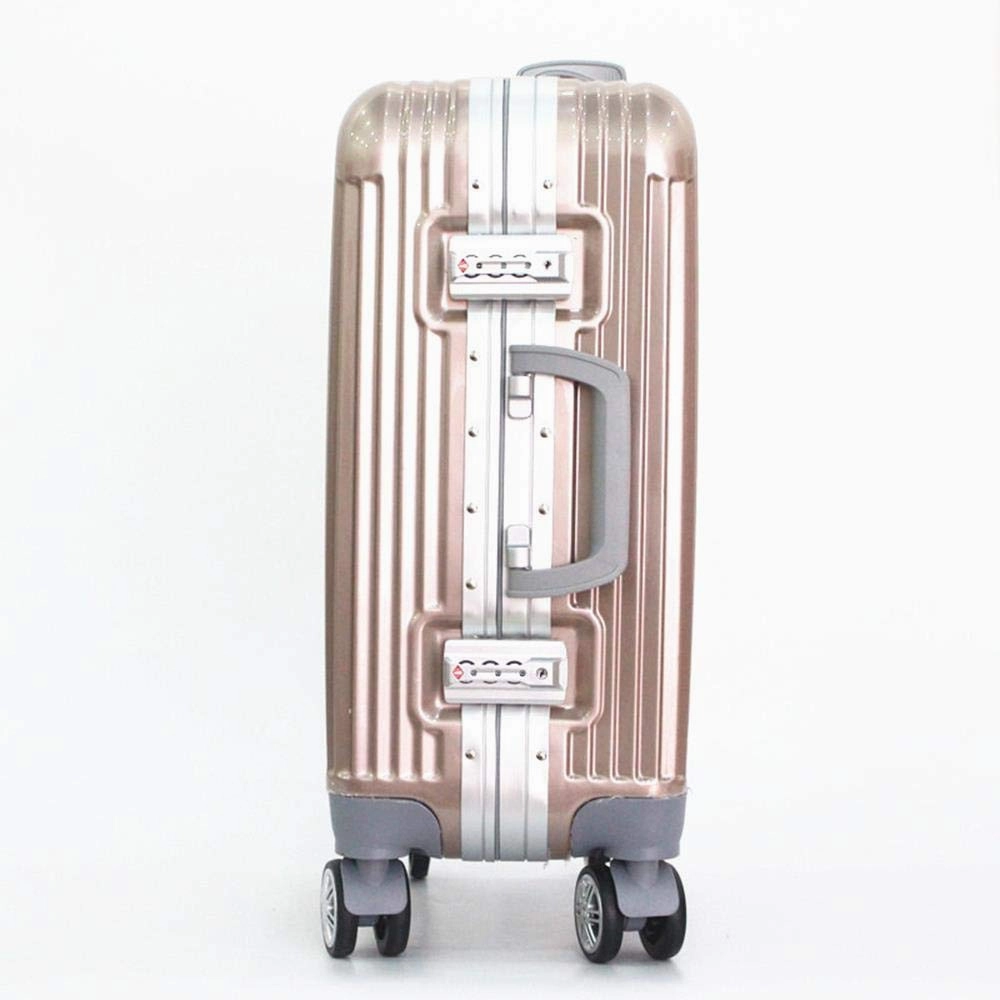 Boarding Suitcase, Wear-Resistant Trolley Case 20 Inch 24 Inch Zipper Suitcase, Checked Suitcase, White, 20"