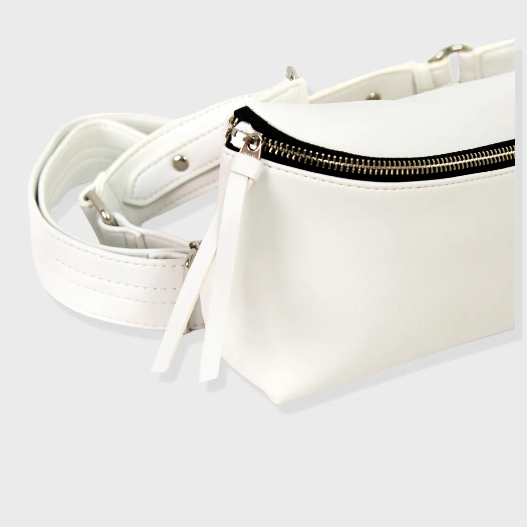 BOOM VEGAN LEATHER CROSSBODY BAG WHITE