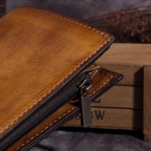 Brown Vintage Small Leather billfold Bifold Wallet Purple Cute Women Green Card Wallet For Ladies