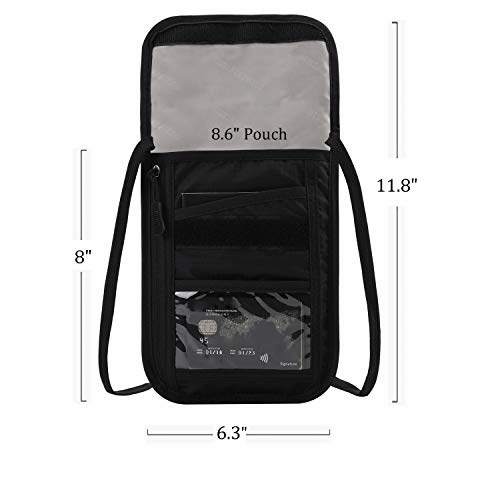 BUBM Unisex Travel Neck Pouch Wallet with RFID Blocking Passport Holder to Keep Your Cash and