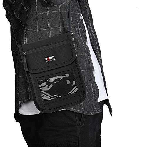BUBM Unisex Travel Neck Pouch Wallet with RFID Blocking Passport Holder to Keep Your Cash and