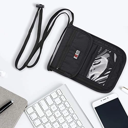 BUBM Unisex Travel Neck Pouch Wallet with RFID Blocking Passport Holder to Keep Your Cash and