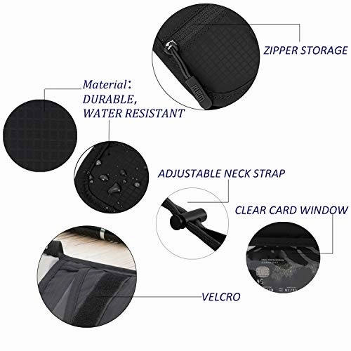 BUBM Unisex Travel Neck Pouch Wallet with RFID Blocking Passport Holder to Keep Your Cash and