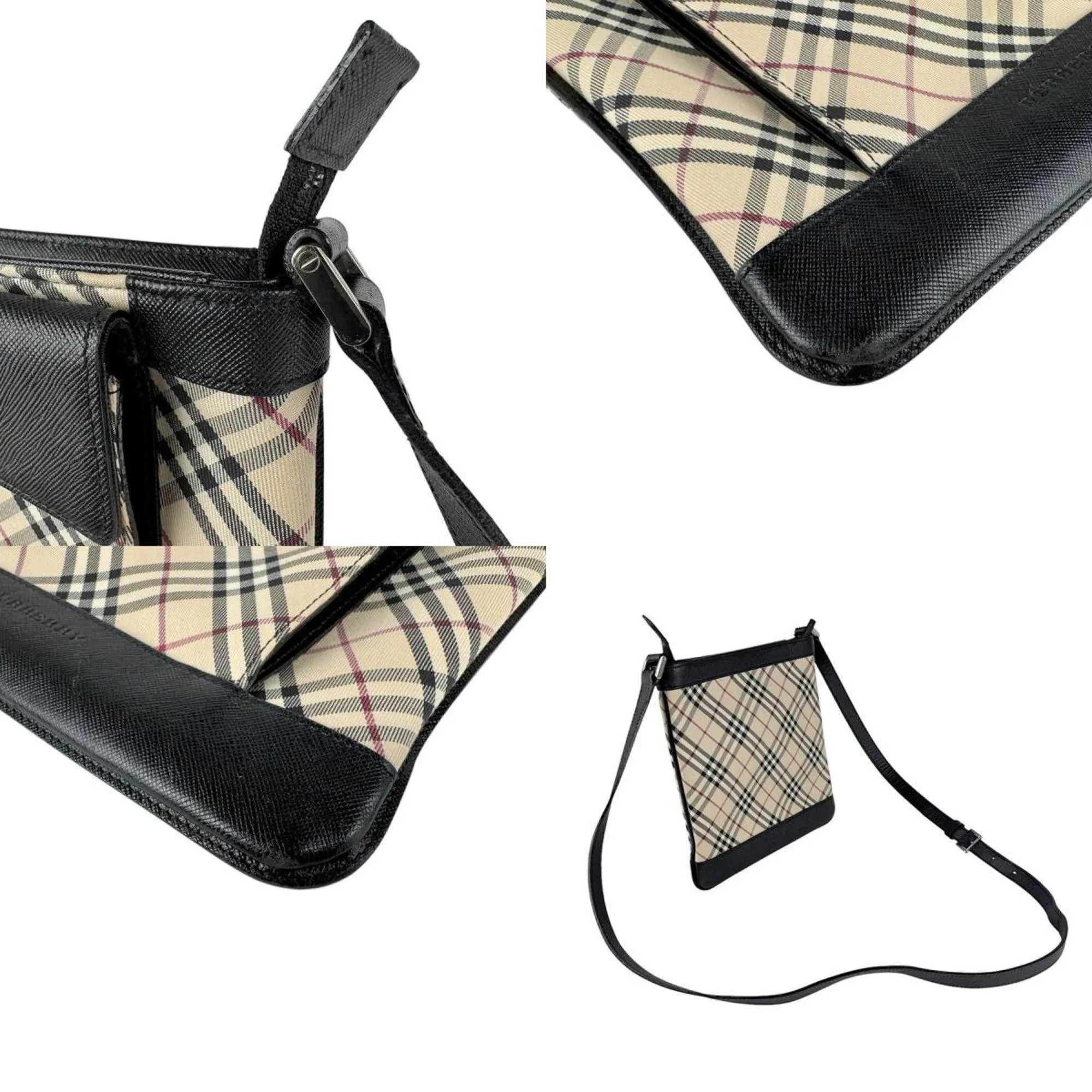 Burberry  Canvas Leather Shoulder Bag (Pre-Owned)