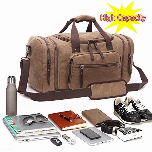 Canvas Duffel Bag, Aidonger Vintage Canvas Weekender Bag Travel Bag Sports Duffel with Shoulder