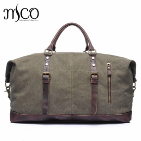 Canvas Leather Men Travel Bags Carry On Luggage Bags Men Duffel Tote Large Capacity Weekend Bag