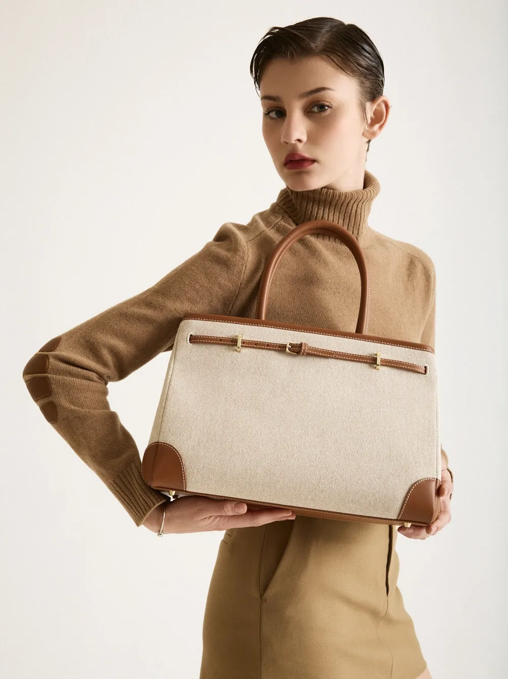 Caramel Canvas Book Tote Bag 33