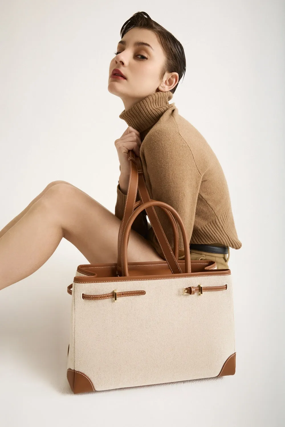 Caramel Canvas Book Tote Bag 33