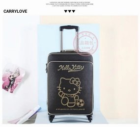 Carrylove Cartoon Cat 16/20/24 Inch High Quality Pu Pink Princess Rolling Luggage Spinner Brand