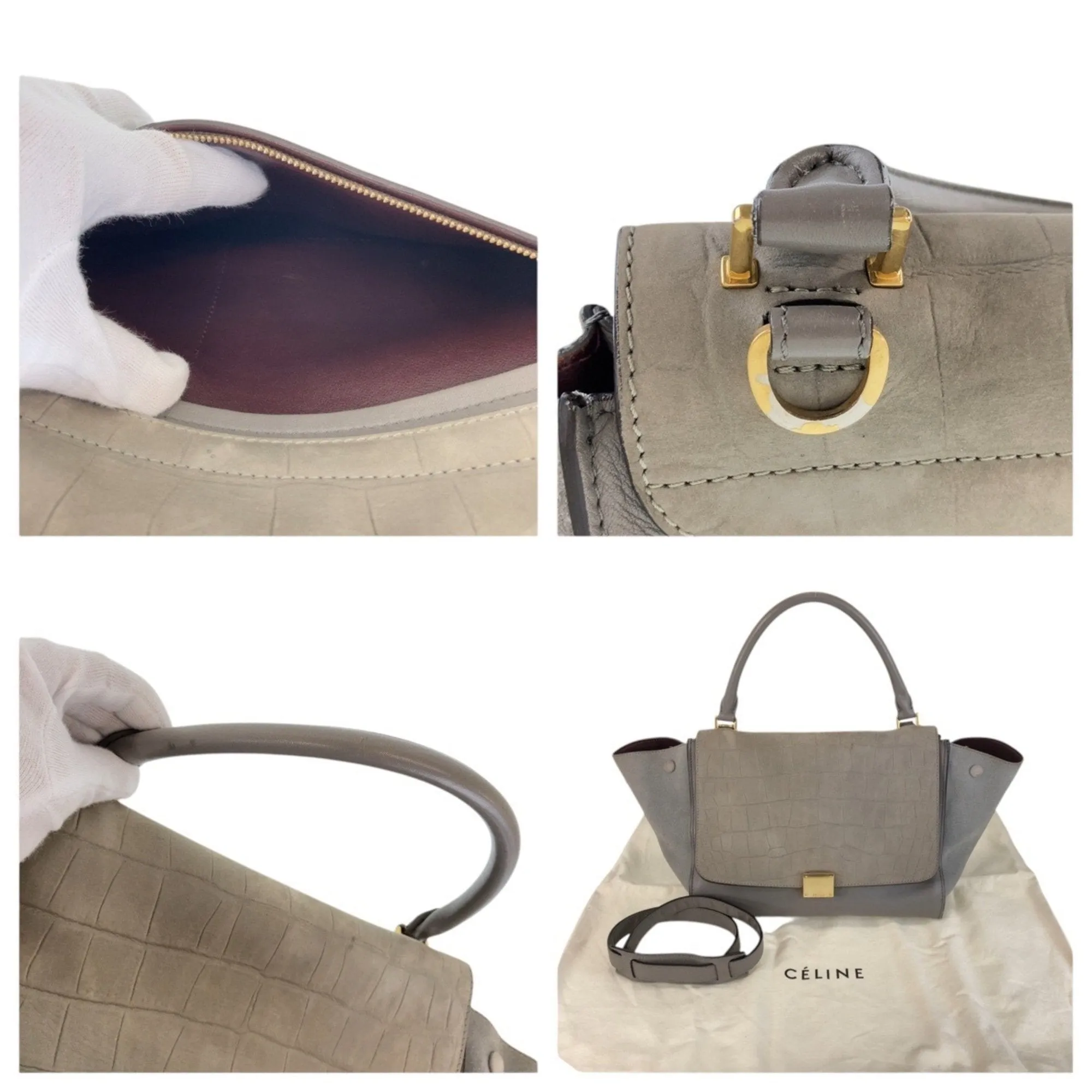 Celine Leather Suede Handbag Shoulder Bag (Pre-Owned)
