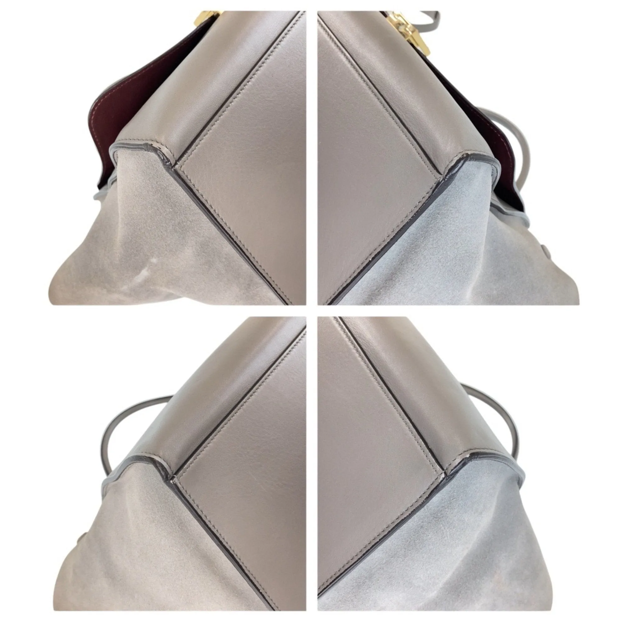 Celine Leather Suede Handbag Shoulder Bag (Pre-Owned)