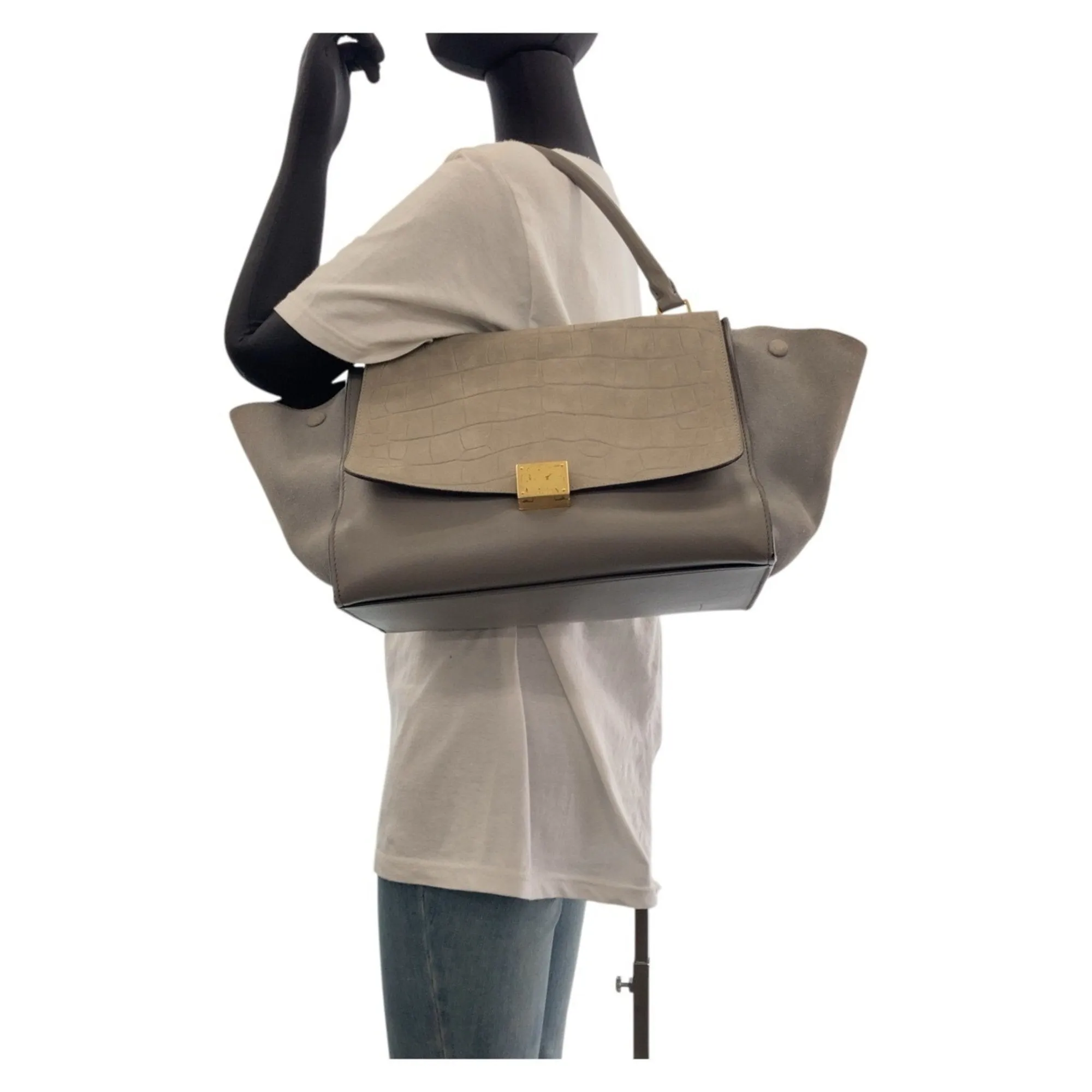 Celine Leather Suede Handbag Shoulder Bag (Pre-Owned)