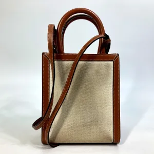 CELINE Shoulder Bag 193302DCI.02NT Canvas / leather beige Carriage Vertical hippo mini Women Used