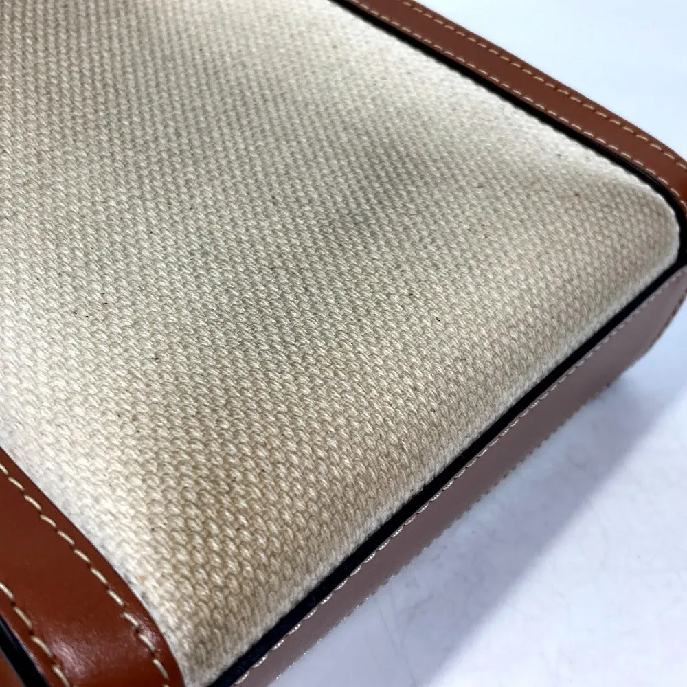 CELINE Shoulder Bag 193302DCI.02NT Canvas / leather beige Carriage Vertical hippo mini Women Used