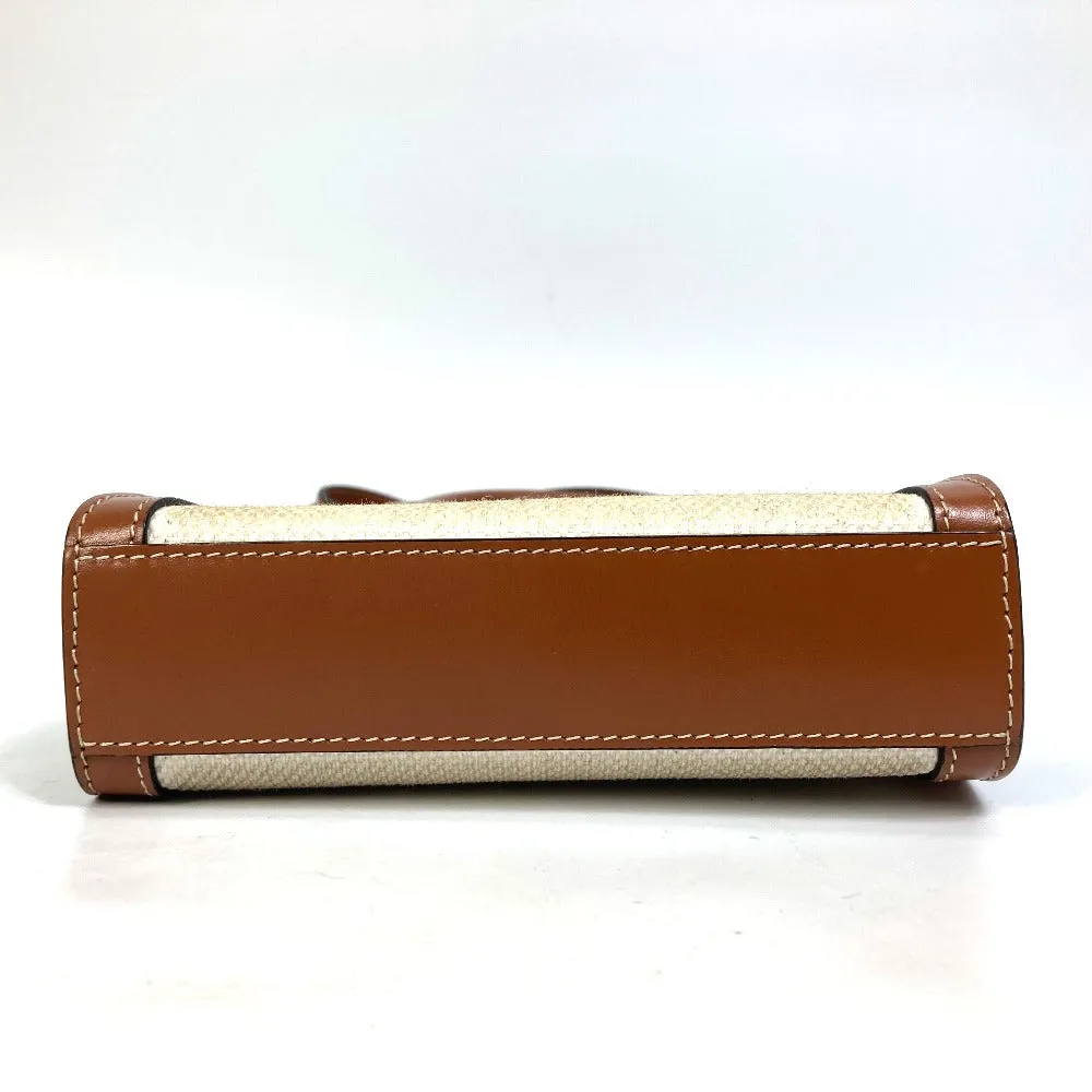 CELINE Shoulder Bag 193302DCI.02NT Canvas / leather beige Carriage Vertical hippo mini Women Used
